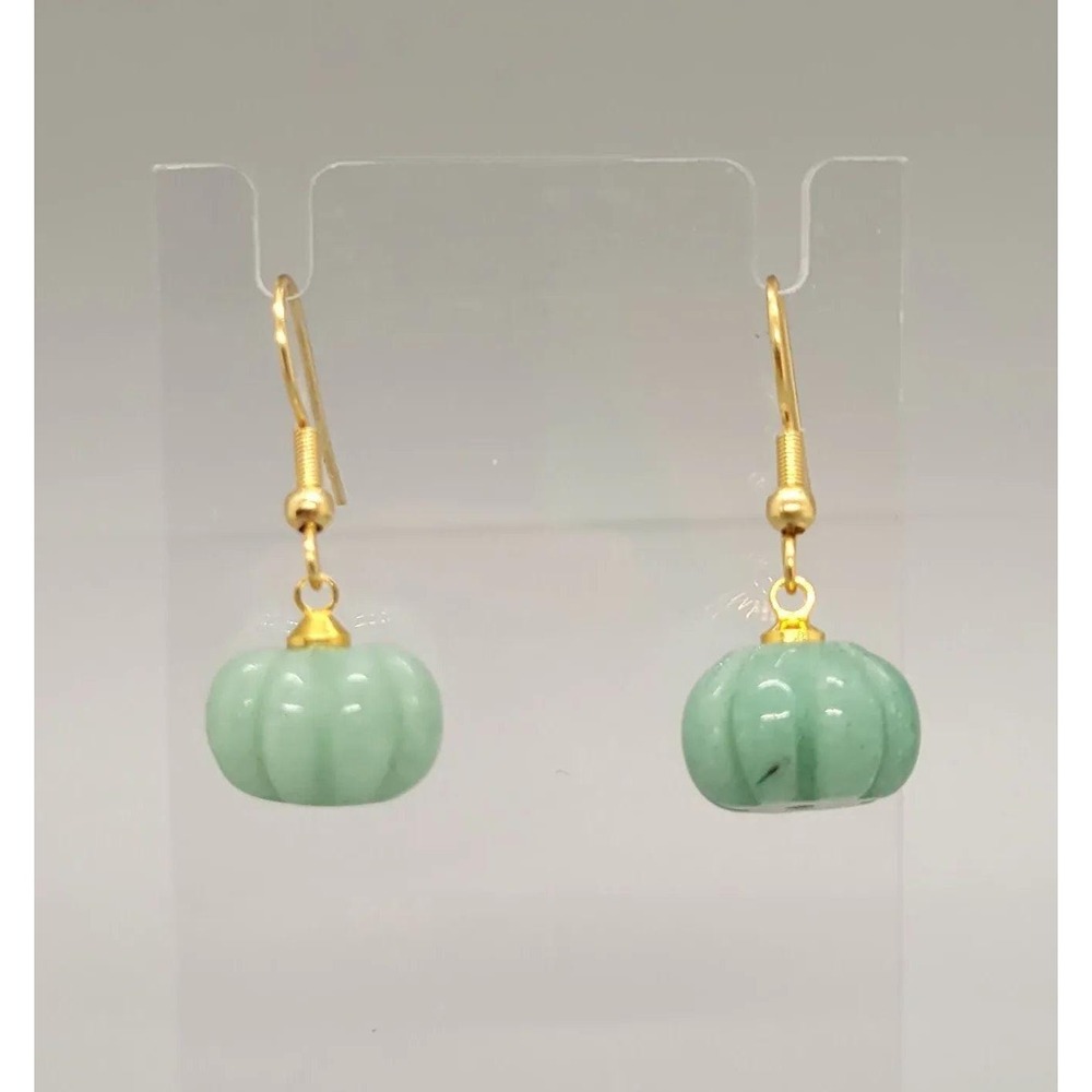Green Aventurine Pumpkin Dangle Earrings